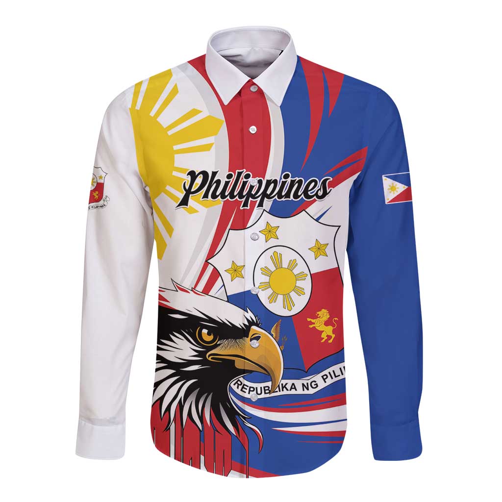 Personalized Philippines Eagle Long Sleeve Button Shirt Republika ng Pilipinas