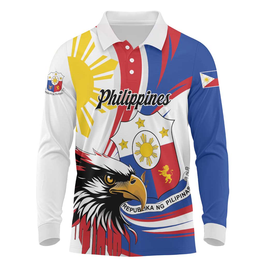 Personalized Philippines Eagle Long Sleeve Polo Shirt Republika ng Pilipinas