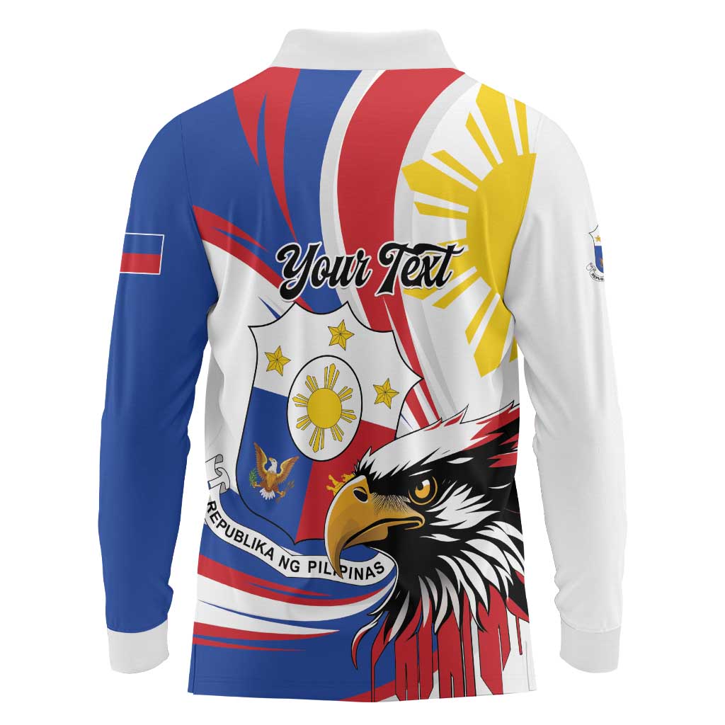 Personalized Philippines Eagle Long Sleeve Polo Shirt Republika ng Pilipinas