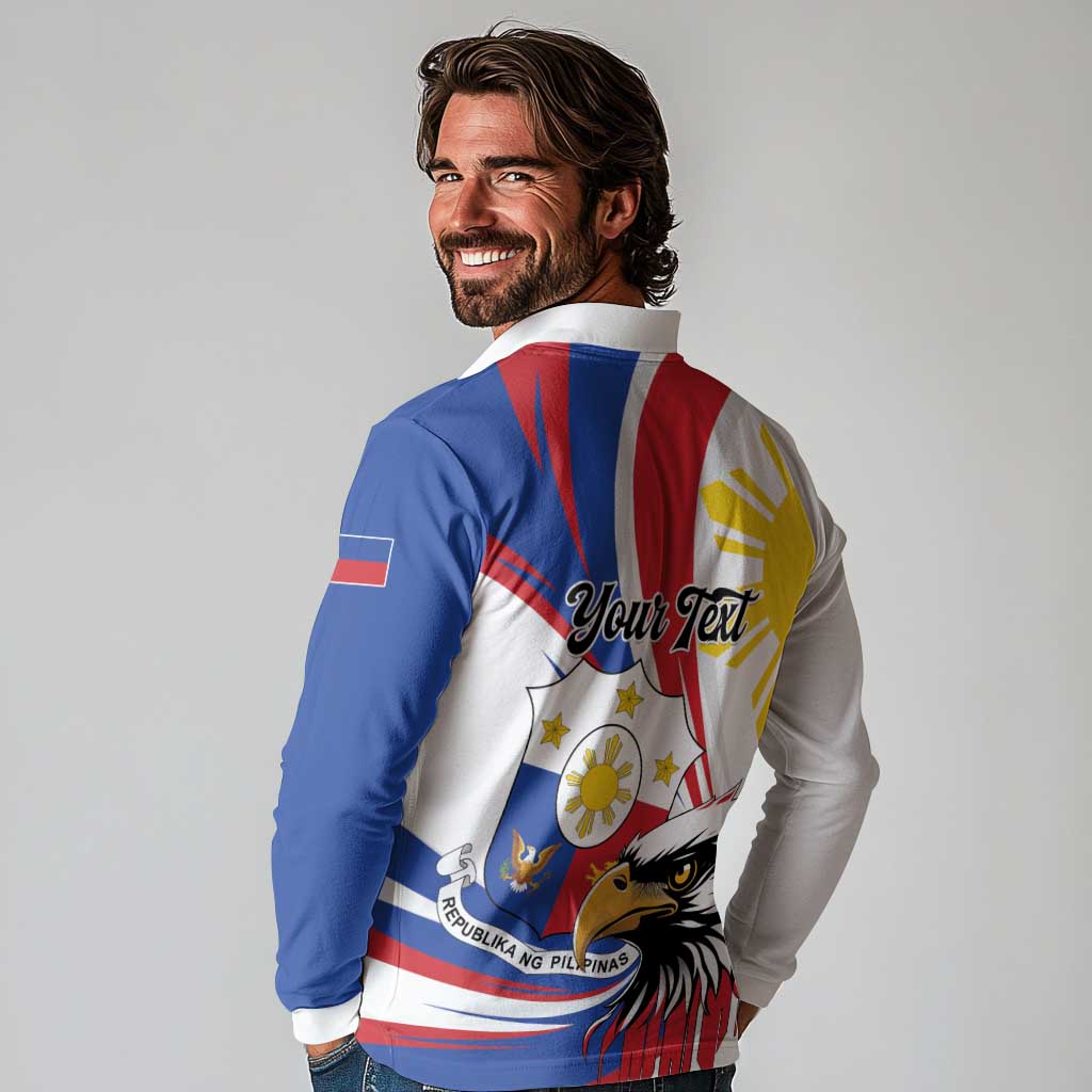 Personalized Philippines Eagle Long Sleeve Polo Shirt Republika ng Pilipinas