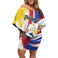 Personalized Philippines Eagle Off Shoulder Short Dress Republika ng Pilipinas