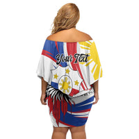 Personalized Philippines Eagle Off Shoulder Short Dress Republika ng Pilipinas