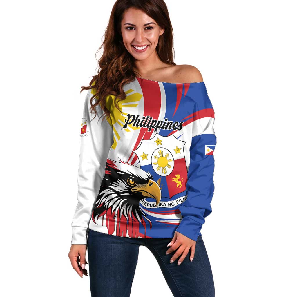 Personalized Philippines Eagle Off Shoulder Sweater Republika ng Pilipinas