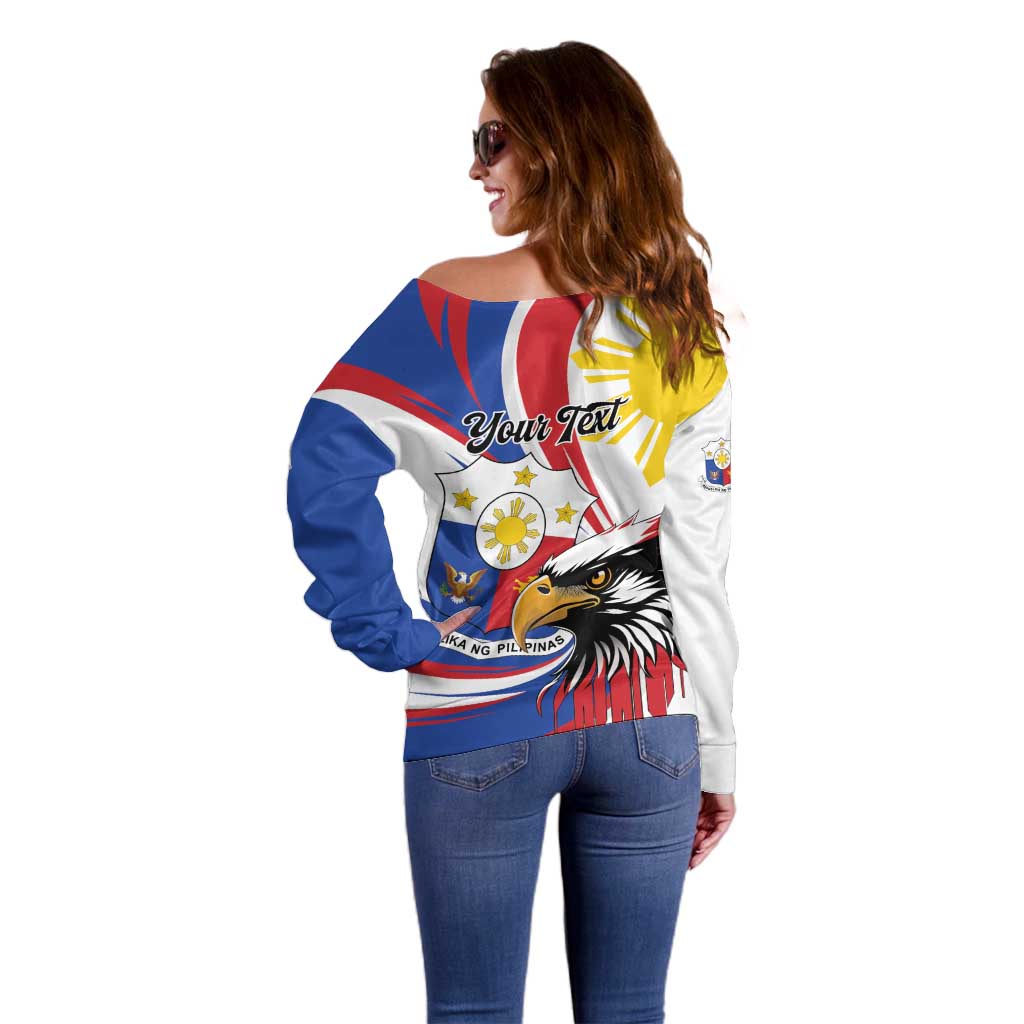 Personalized Philippines Eagle Off Shoulder Sweater Republika ng Pilipinas
