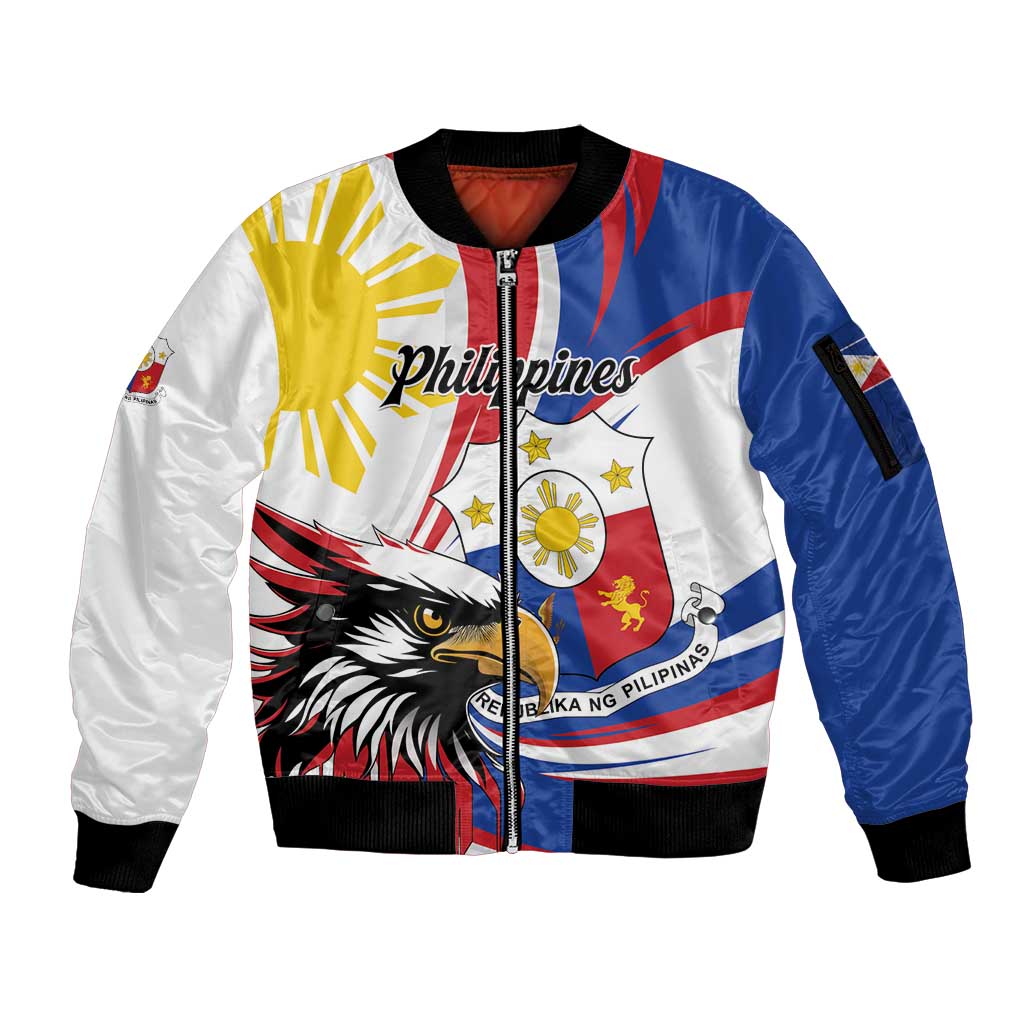 Personalized Philippines Eagle Sleeve Zip Bomber Jacket Republika ng Pilipinas