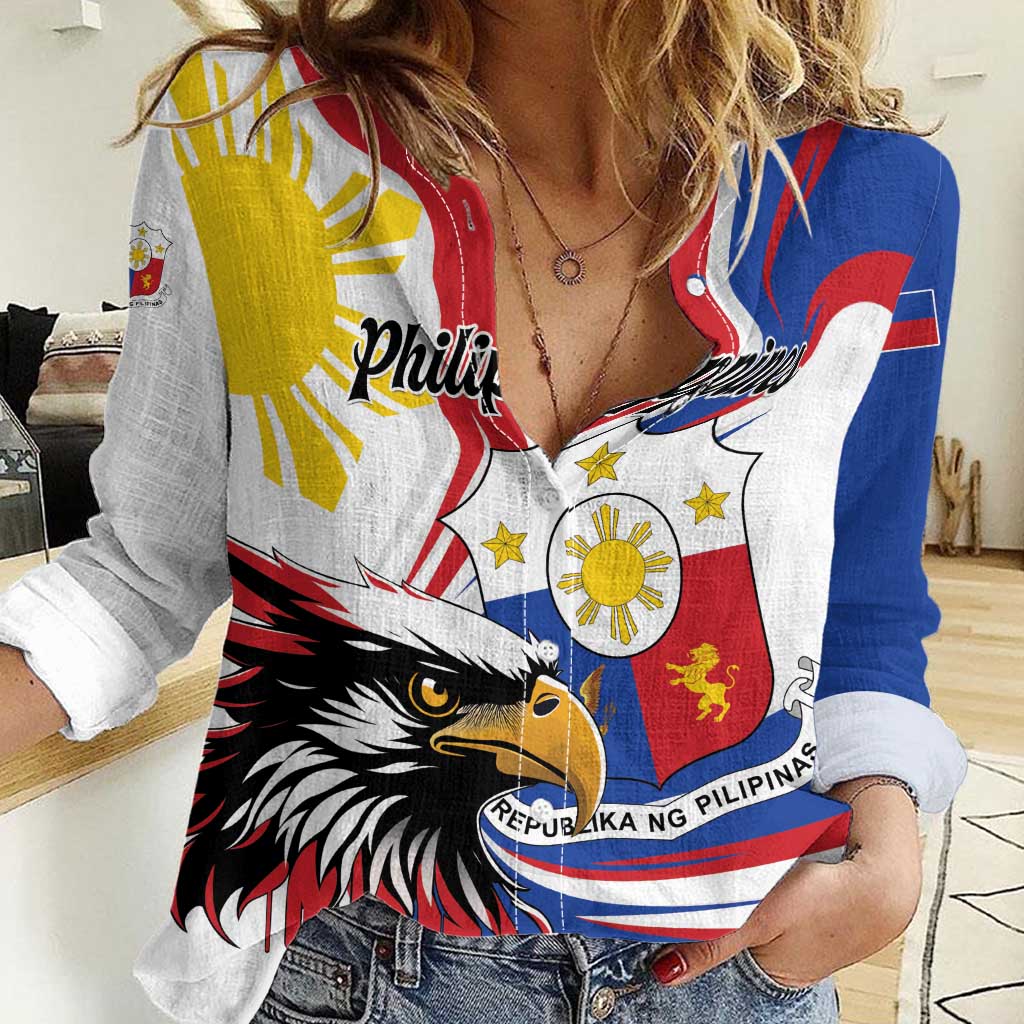 Personalized Philippines Eagle Women Casual Shirt Republika ng Pilipinas