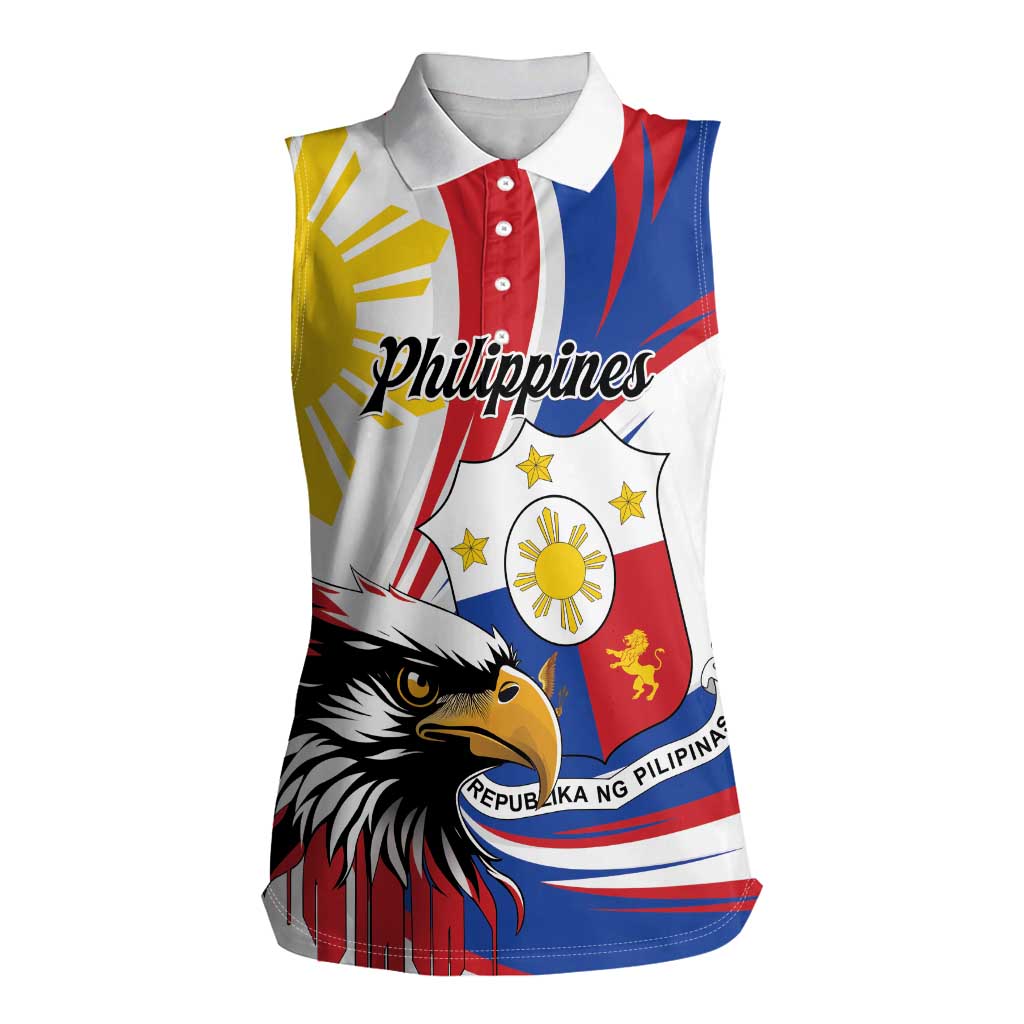 Personalized Philippines Eagle Women Sleeveless Polo Shirt Republika ng Pilipinas