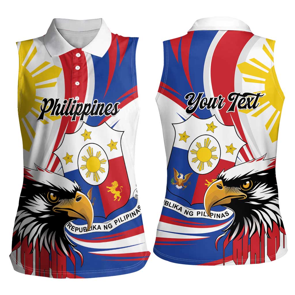 Personalized Philippines Eagle Women Sleeveless Polo Shirt Republika ng Pilipinas