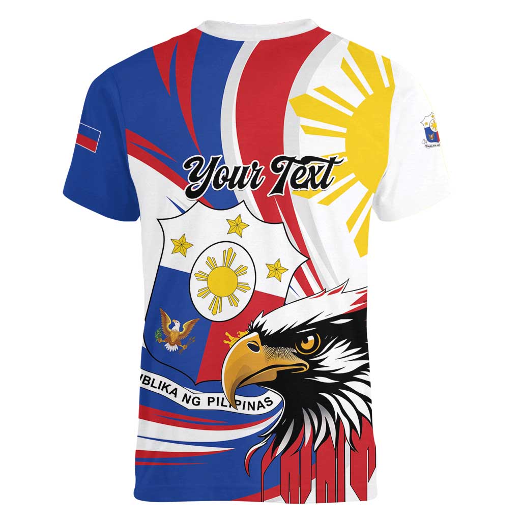 Personalized Philippines Eagle Women V-Neck T-Shirt Republika ng Pilipinas