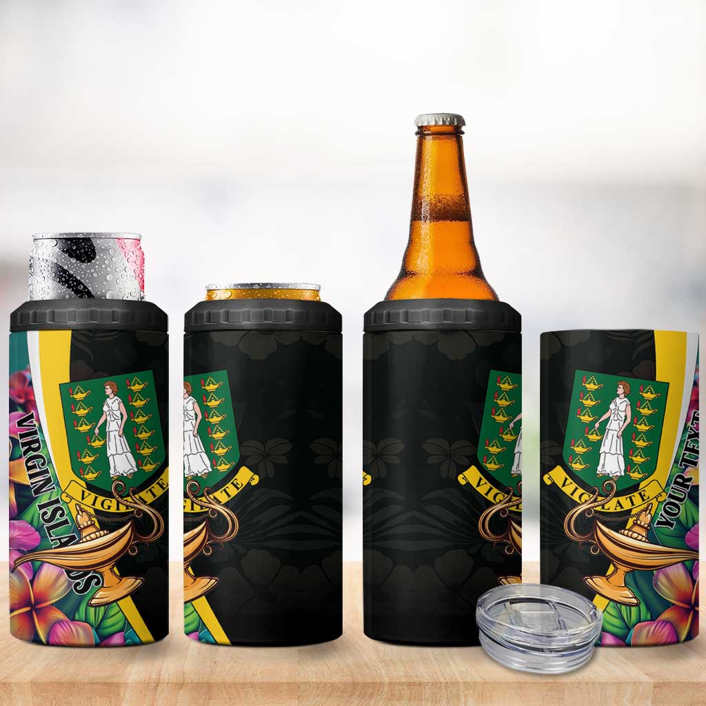 Personalised British Virgin Islands Tropical 4 in 1 Can Cooler Tumbler Curve Style