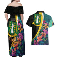 Personalised British Virgin Islands Tropical Couples Matching Off Shoulder Maxi Dress and Hawaiian Shirt Curve Style