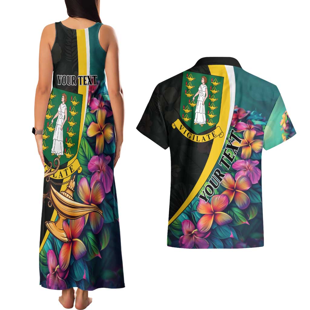 Personalised British Virgin Islands Tropical Couples Matching Tank Maxi Dress and Hawaiian Shirt Curve Style