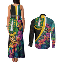 Personalised British Virgin Islands Tropical Couples Matching Tank Maxi Dress and Long Sleeve Button Shirt Curve Style