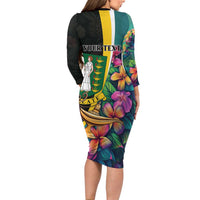 Personalised British Virgin Islands Tropical Family Matching Long Sleeve Bodycon Dress and Hawaiian Shirt Curve Style
