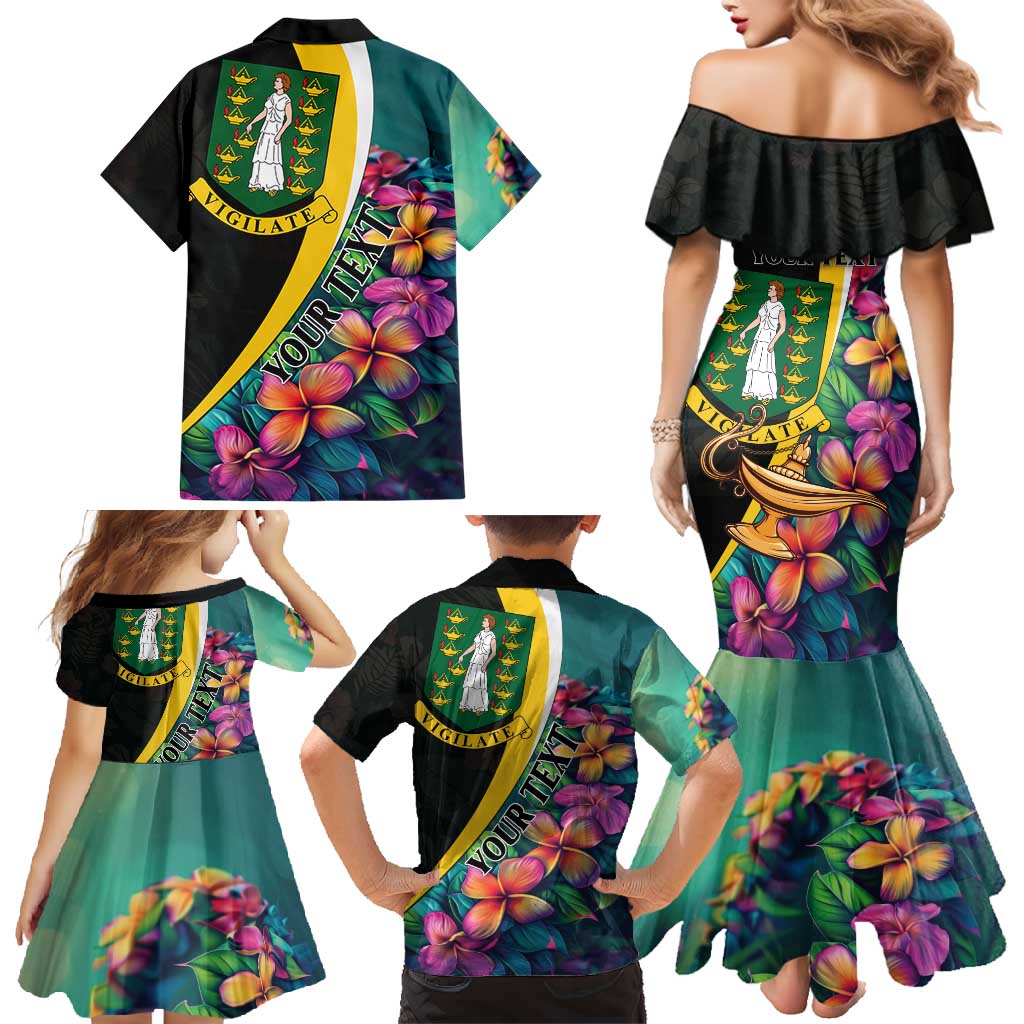 Personalised British Virgin Islands Tropical Family Matching Mermaid Dress and Hawaiian Shirt Curve Style
