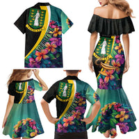 Personalised British Virgin Islands Tropical Family Matching Mermaid Dress and Hawaiian Shirt Curve Style