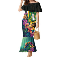 Personalised British Virgin Islands Tropical Family Matching Mermaid Dress and Hawaiian Shirt Curve Style