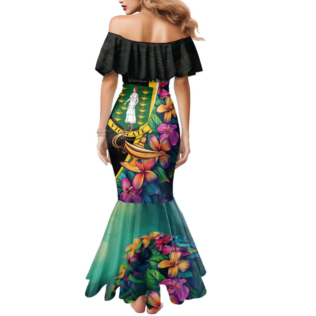 Personalised British Virgin Islands Tropical Family Matching Mermaid Dress and Hawaiian Shirt Curve Style