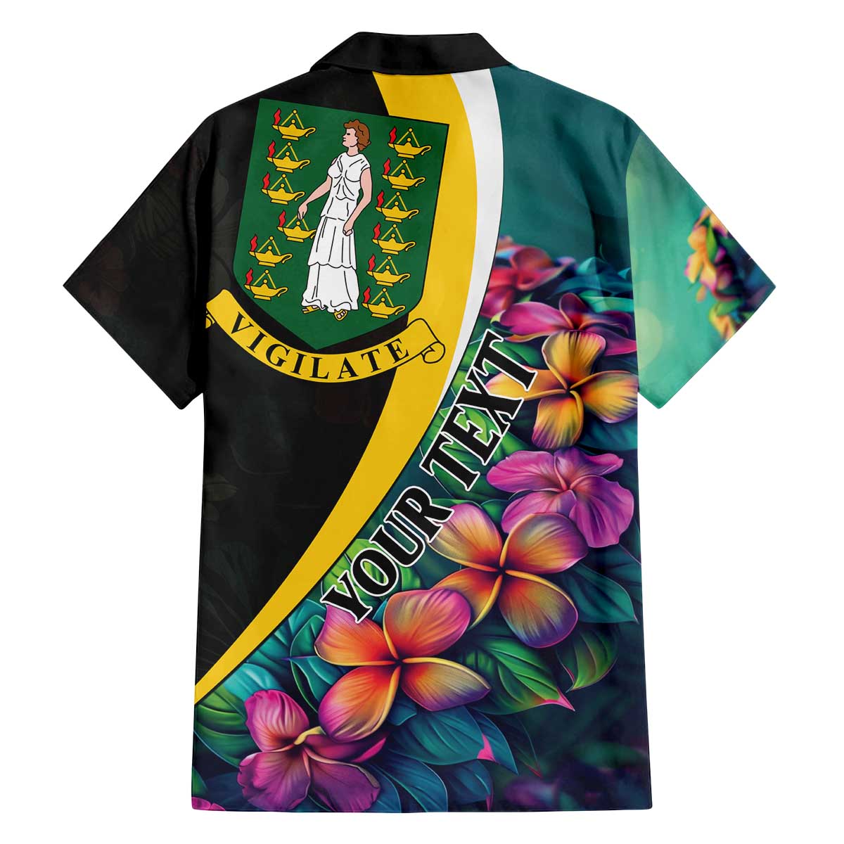 Personalised British Virgin Islands Tropical Family Matching Off The Shoulder Long Sleeve Dress and Hawaiian Shirt Curve Style