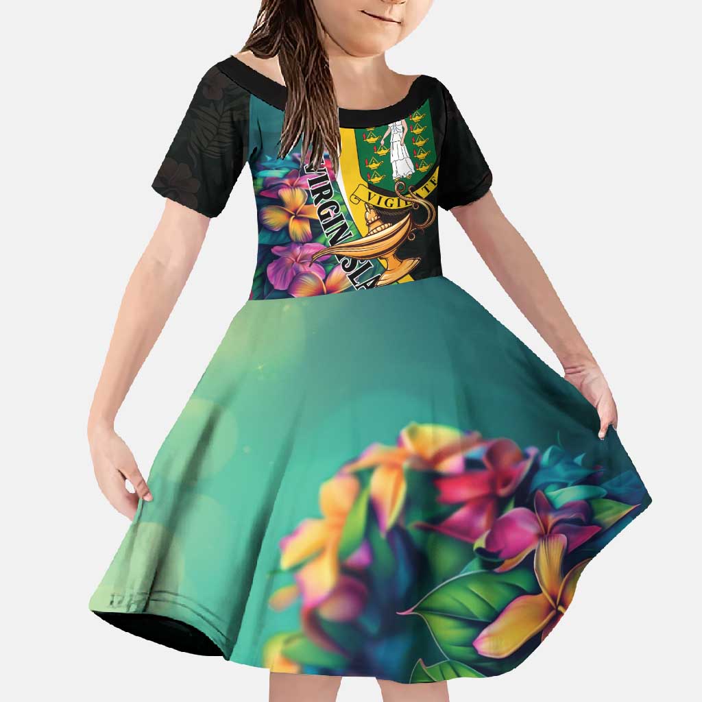 Personalised British Virgin Islands Tropical Family Matching Off Shoulder Maxi Dress and Hawaiian Shirt Curve Style