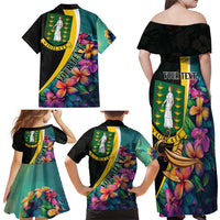 Personalised British Virgin Islands Tropical Family Matching Off Shoulder Maxi Dress and Hawaiian Shirt Curve Style