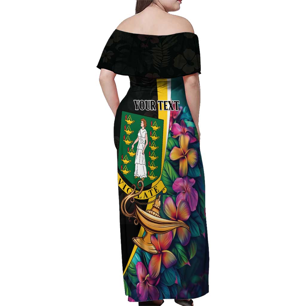 Personalised British Virgin Islands Tropical Family Matching Off Shoulder Maxi Dress and Hawaiian Shirt Curve Style