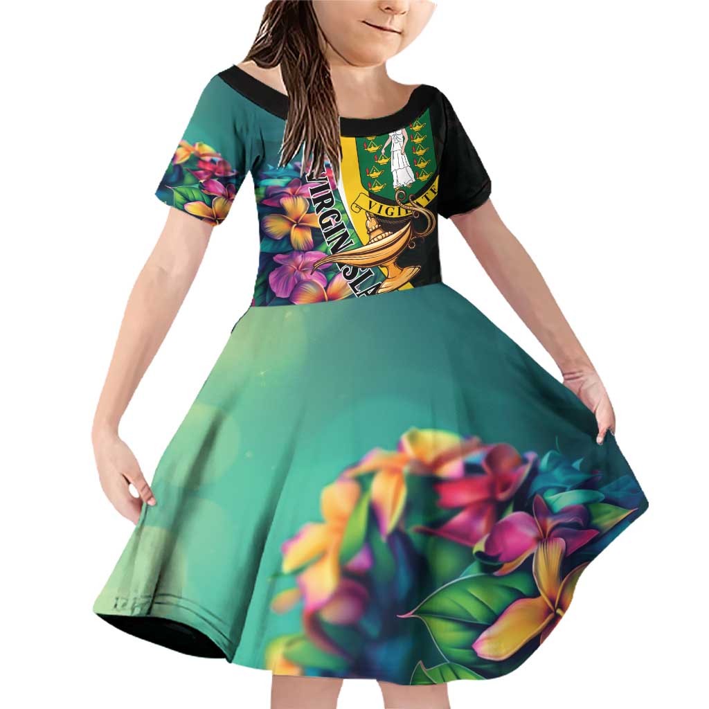 Personalised British Virgin Islands Tropical Family Matching Off Shoulder Short Dress and Hawaiian Shirt Curve Style