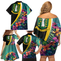 Personalised British Virgin Islands Tropical Family Matching Off Shoulder Short Dress and Hawaiian Shirt Curve Style