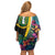 Personalised British Virgin Islands Tropical Family Matching Off Shoulder Short Dress and Hawaiian Shirt Curve Style