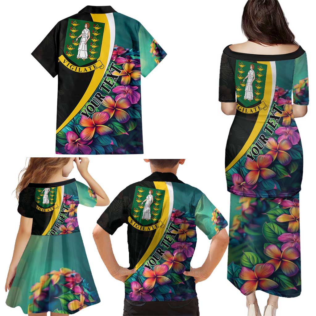 Personalised British Virgin Islands Tropical Family Matching Puletasi and Hawaiian Shirt Curve Style