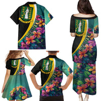 Personalised British Virgin Islands Tropical Family Matching Puletasi and Hawaiian Shirt Curve Style