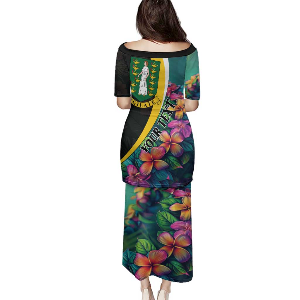 Personalised British Virgin Islands Tropical Family Matching Puletasi and Hawaiian Shirt Curve Style