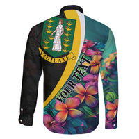 Personalised British Virgin Islands Tropical Family Matching Short Sleeve Bodycon Dress and Hawaiian Shirt Curve Style