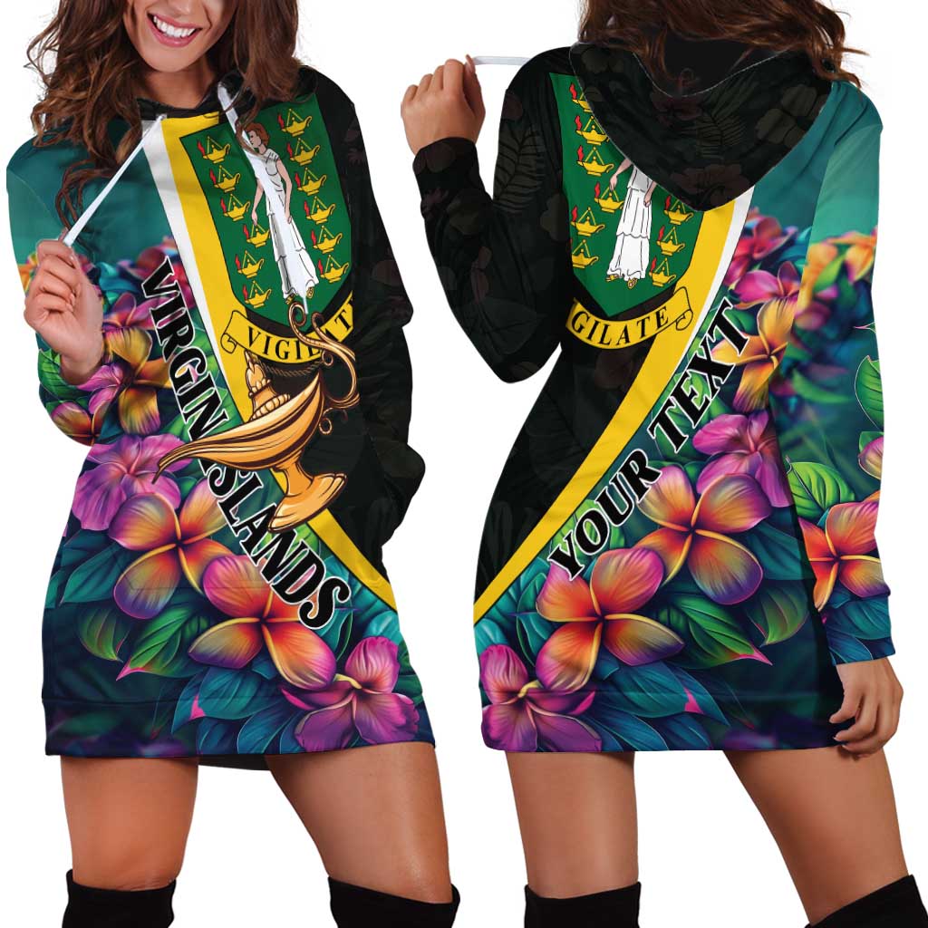 Personalised British Virgin Islands Tropical Hoodie Dress Curve Style