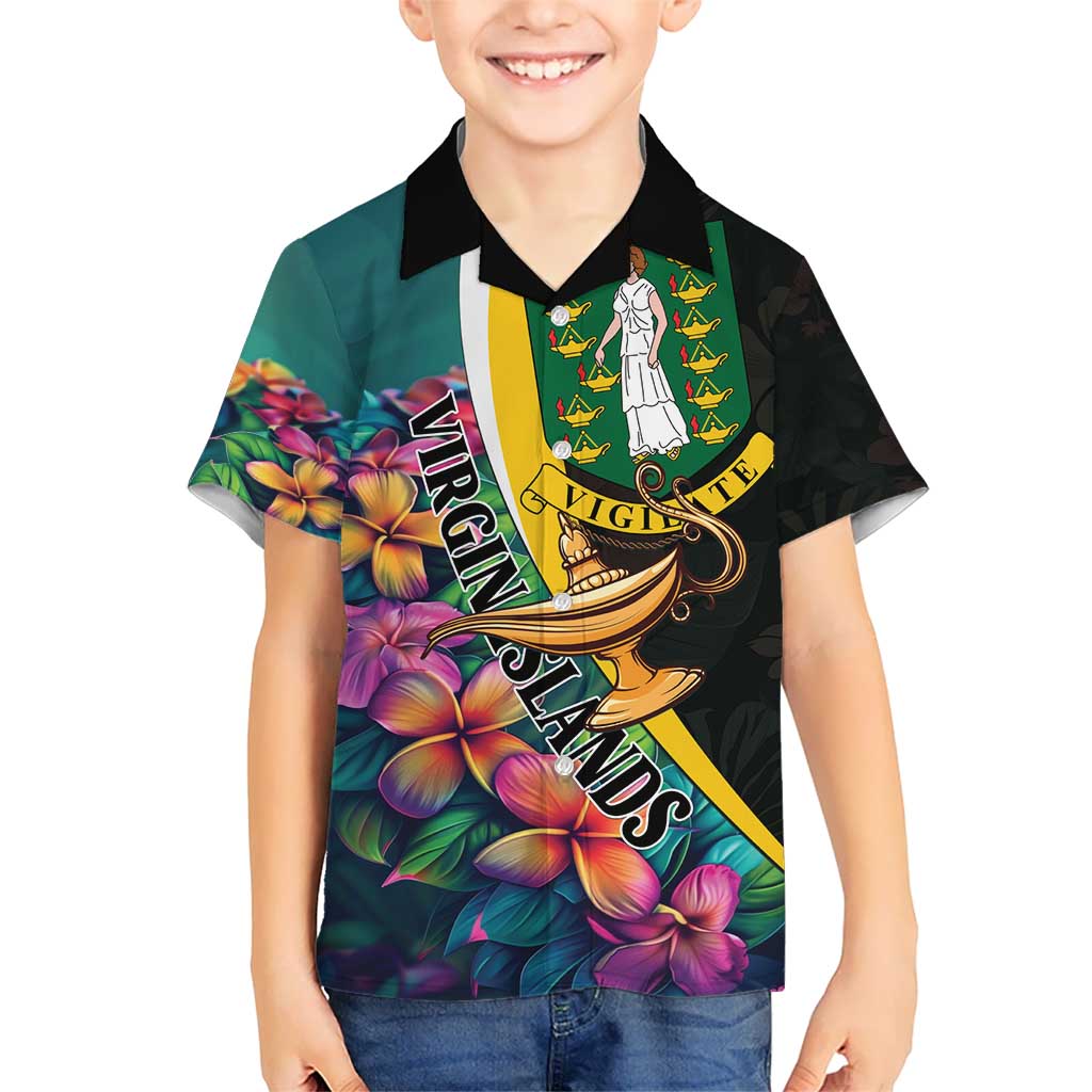 Personalised British Virgin Islands Tropical Kid Hawaiian Shirt Curve Style