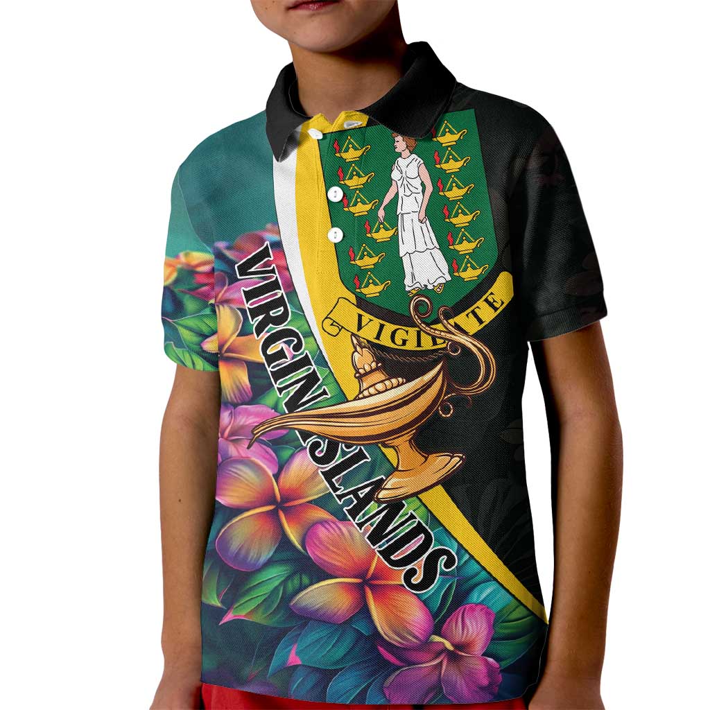 Personalised British Virgin Islands Tropical Kid Polo Shirt Curve Style