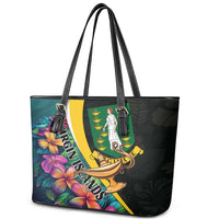 British Virgin Islands Tropical Leather Tote Bag Curve Style