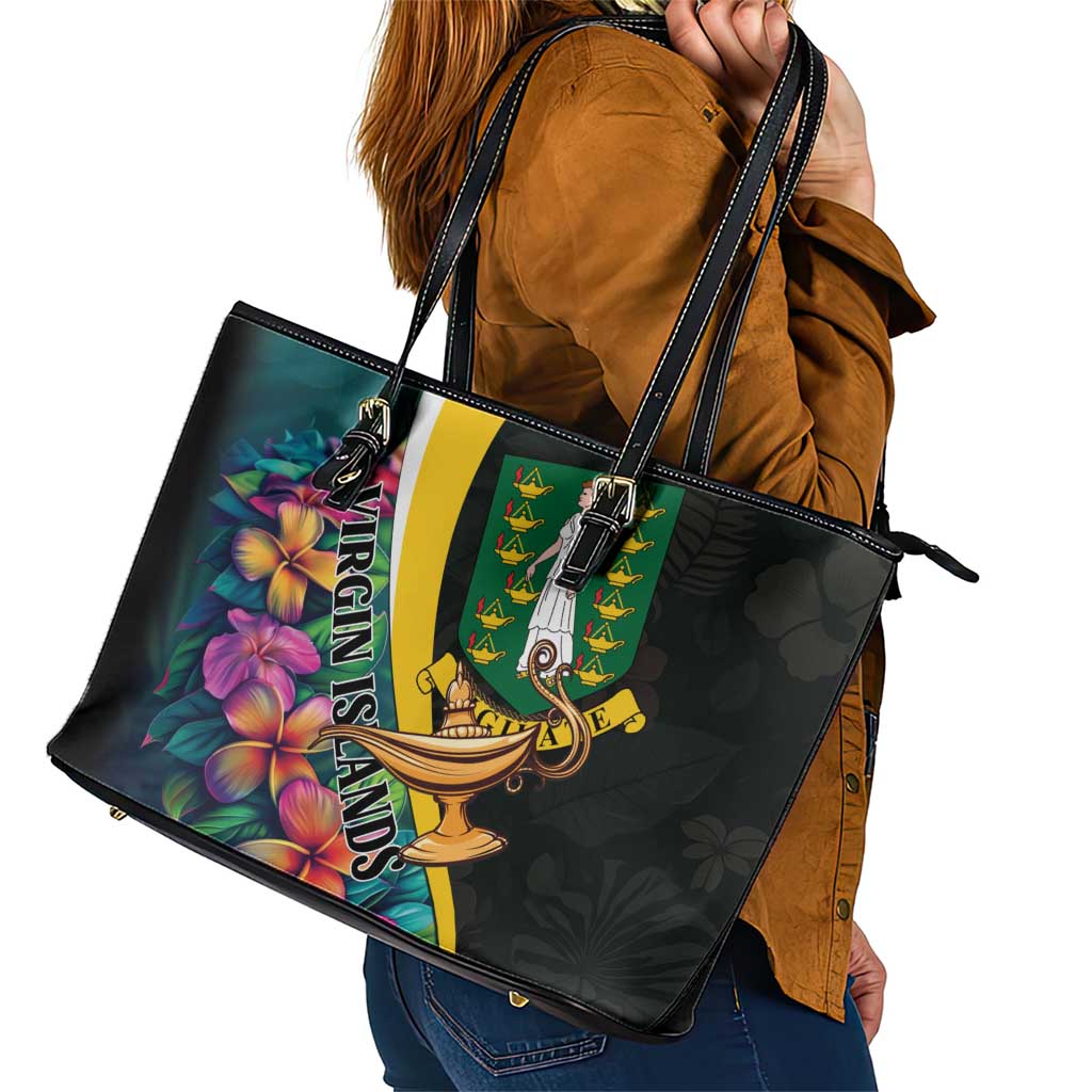 British Virgin Islands Tropical Leather Tote Bag Curve Style