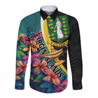 Personalised British Virgin Islands Tropical Long Sleeve Button Shirt Curve Style