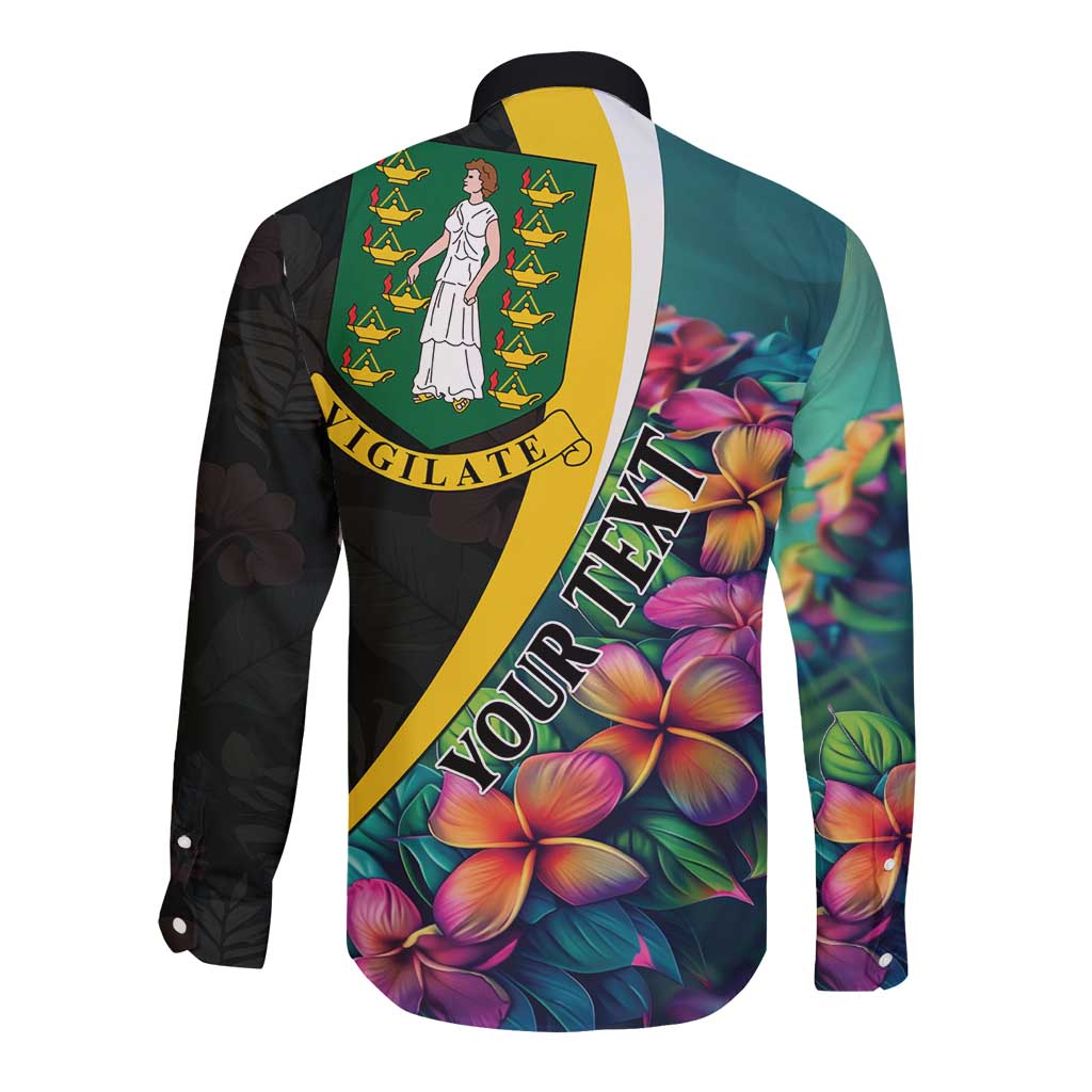 Personalised British Virgin Islands Tropical Long Sleeve Button Shirt Curve Style