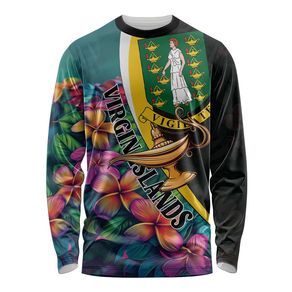 Personalised British Virgin Islands Tropical Long Sleeve Shirt Curve Style