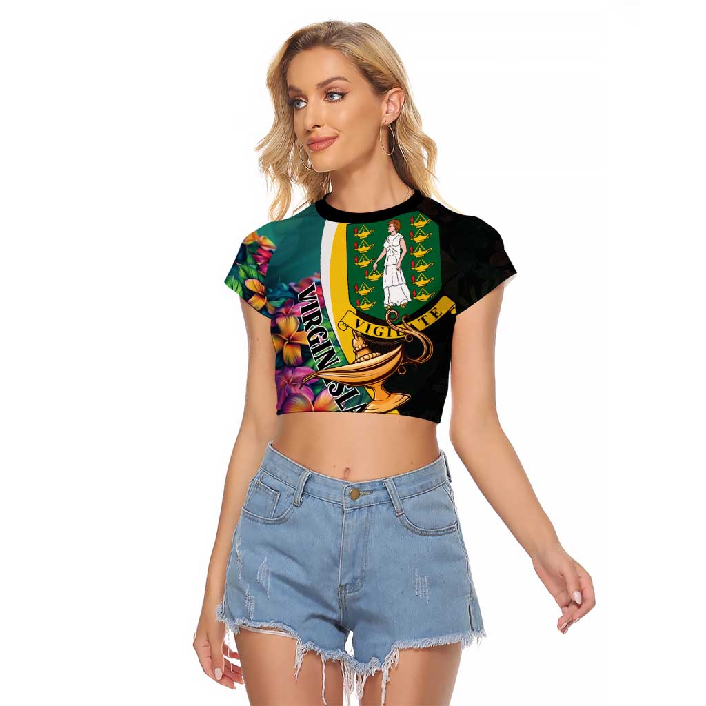 Personalised British Virgin Islands Tropical Raglan Cropped T Shirt Curve Style