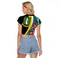 Personalised British Virgin Islands Tropical Raglan Cropped T Shirt Curve Style