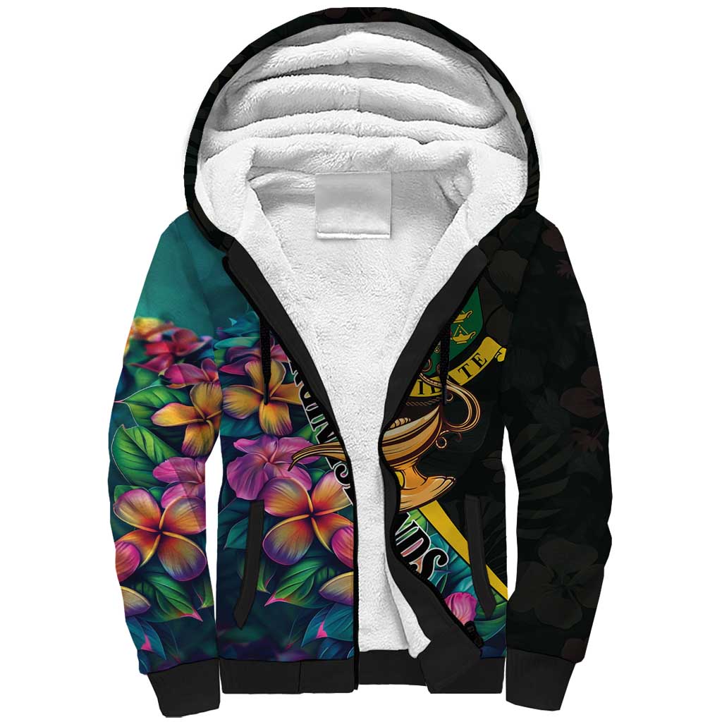 Personalised British Virgin Islands Tropical Sherpa Hoodie Curve Style