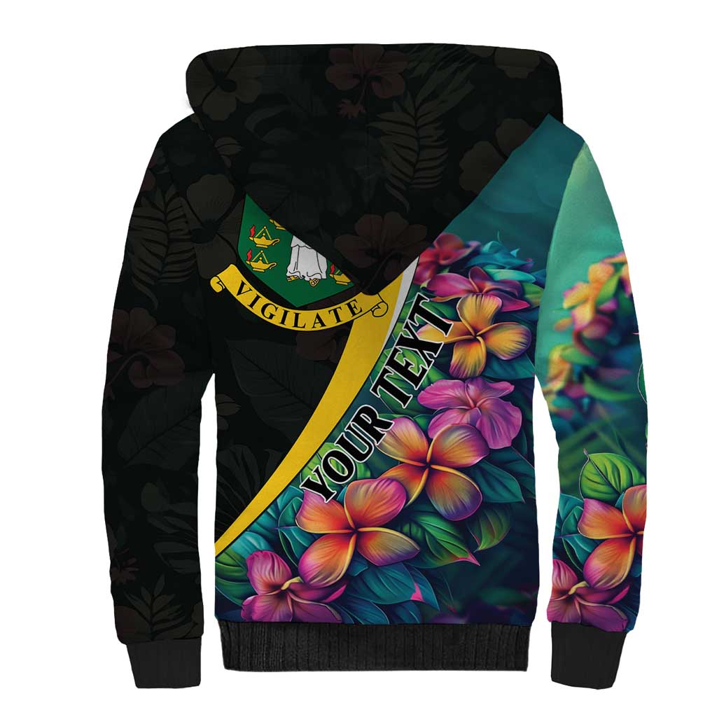 Personalised British Virgin Islands Tropical Sherpa Hoodie Curve Style