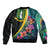 Personalised British Virgin Islands Tropical Sleeve Zip Bomber Jacket Curve Style