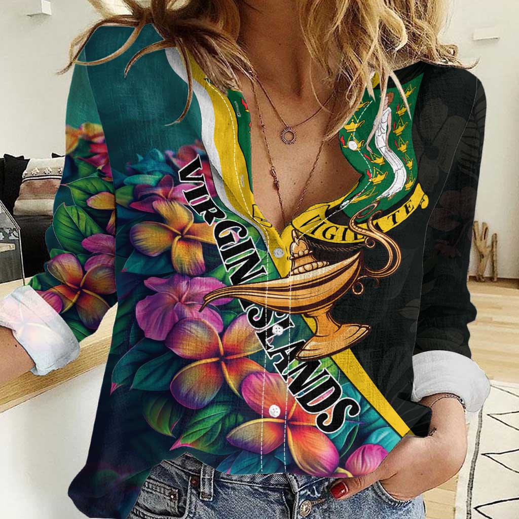 Personalised British Virgin Islands Tropical Women Casual Shirt Curve Style