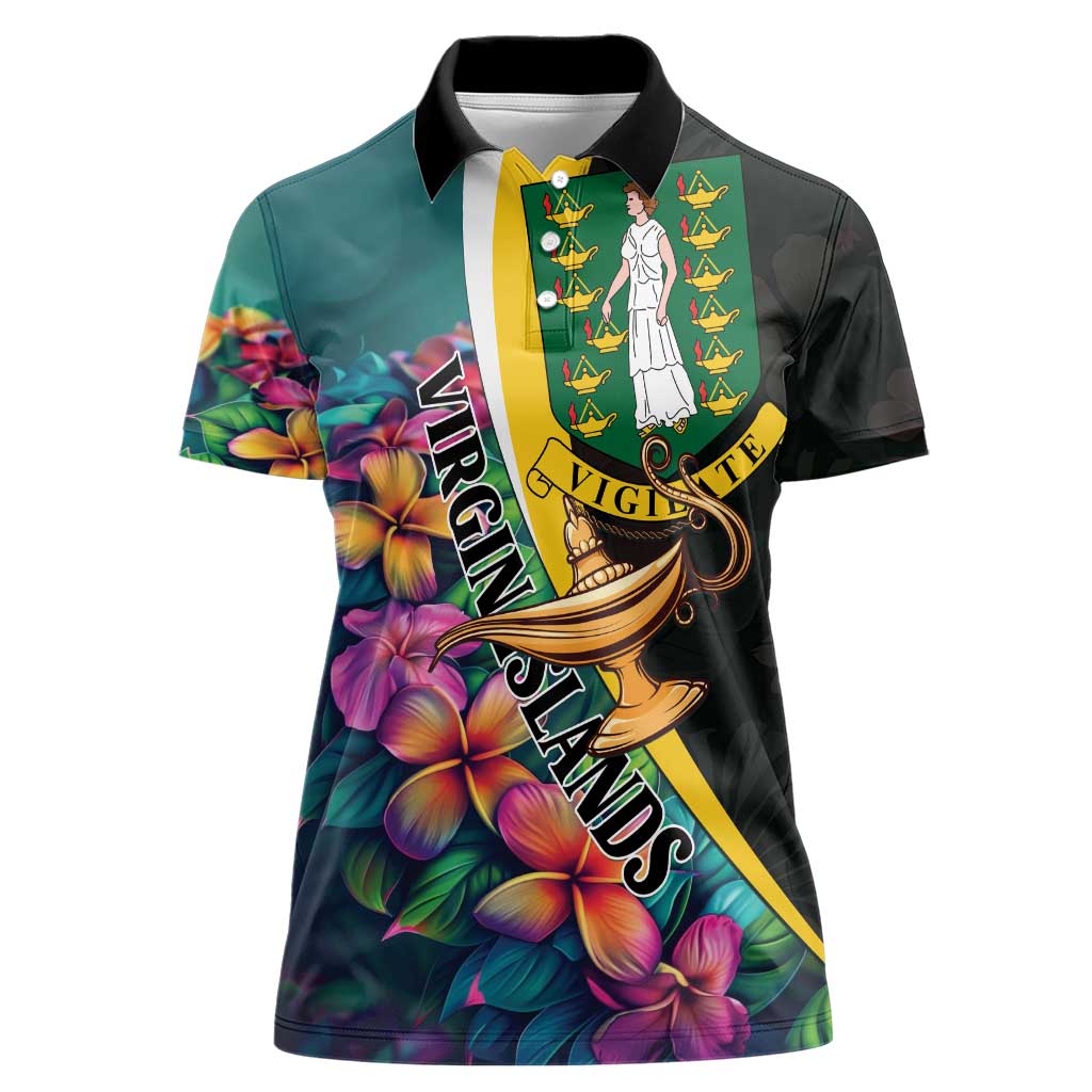 Personalised British Virgin Islands Tropical Women Polo Shirt Curve Style