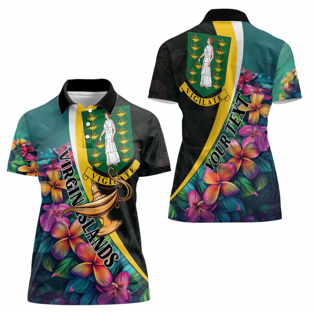 Personalised British Virgin Islands Tropical Women Polo Shirt Curve Style