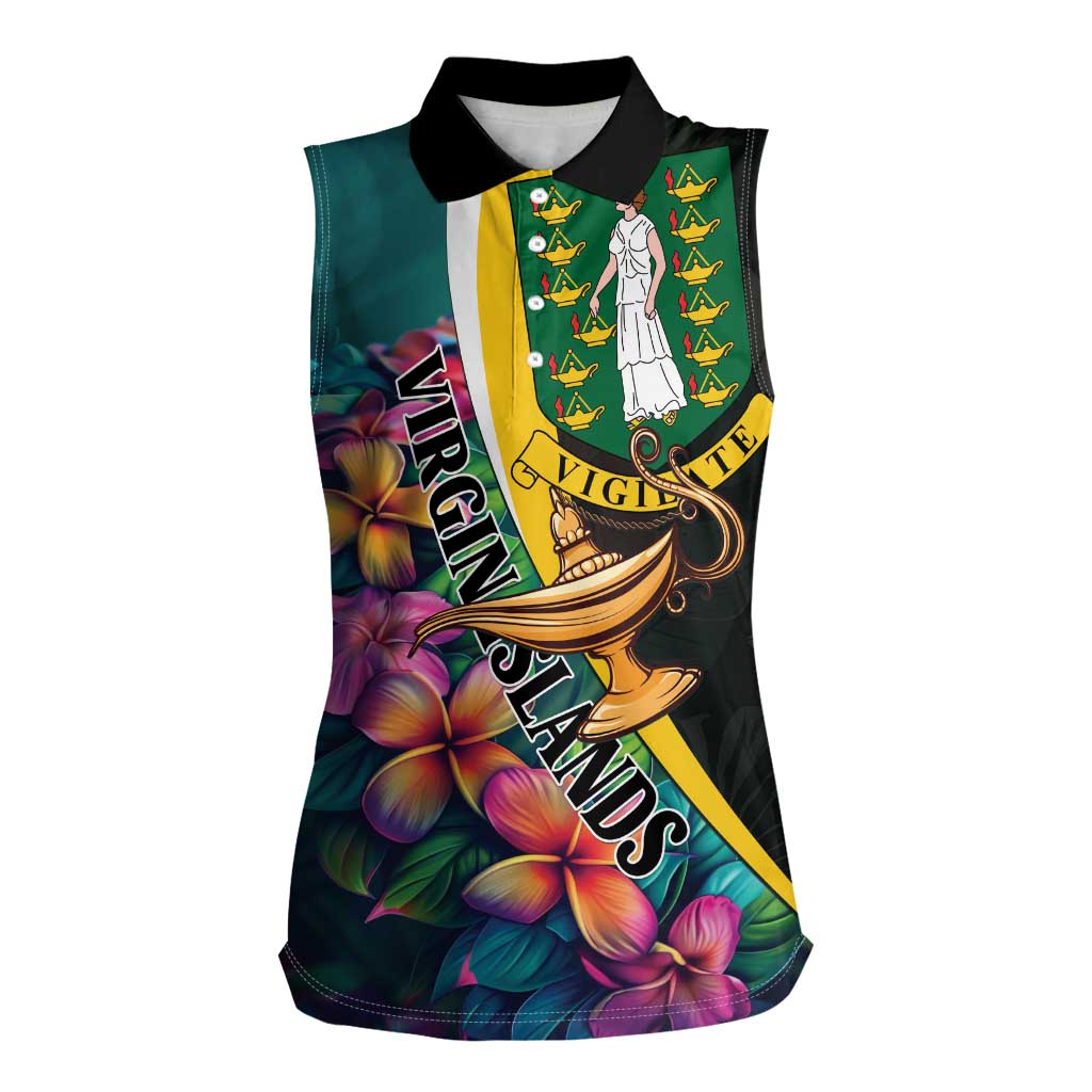 Personalised British Virgin Islands Tropical Women Sleeveless Polo Shirt Curve Style